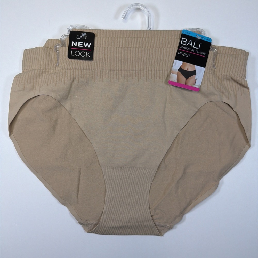 Bali Comfort Revolution Modern Seamless HI-CUT Panties 3 Pk DFMSH3 Tan 2XL/9 NEW